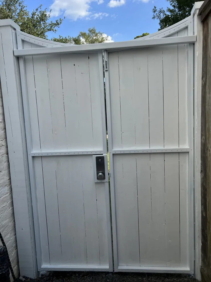White Stained Wooden Pedestrian Gate by My Garage And Gates - Photo 5