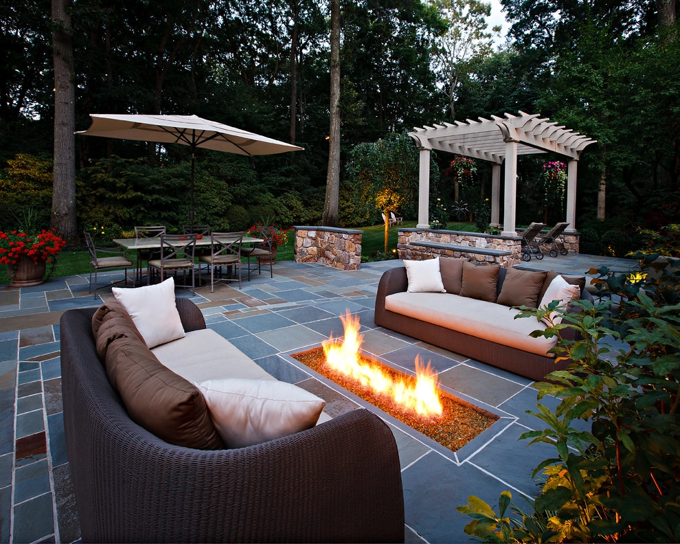 Cherry Hill Patio with Unique Fire Pit by Beechwood Landscape Architecture And Construction - Photo 6