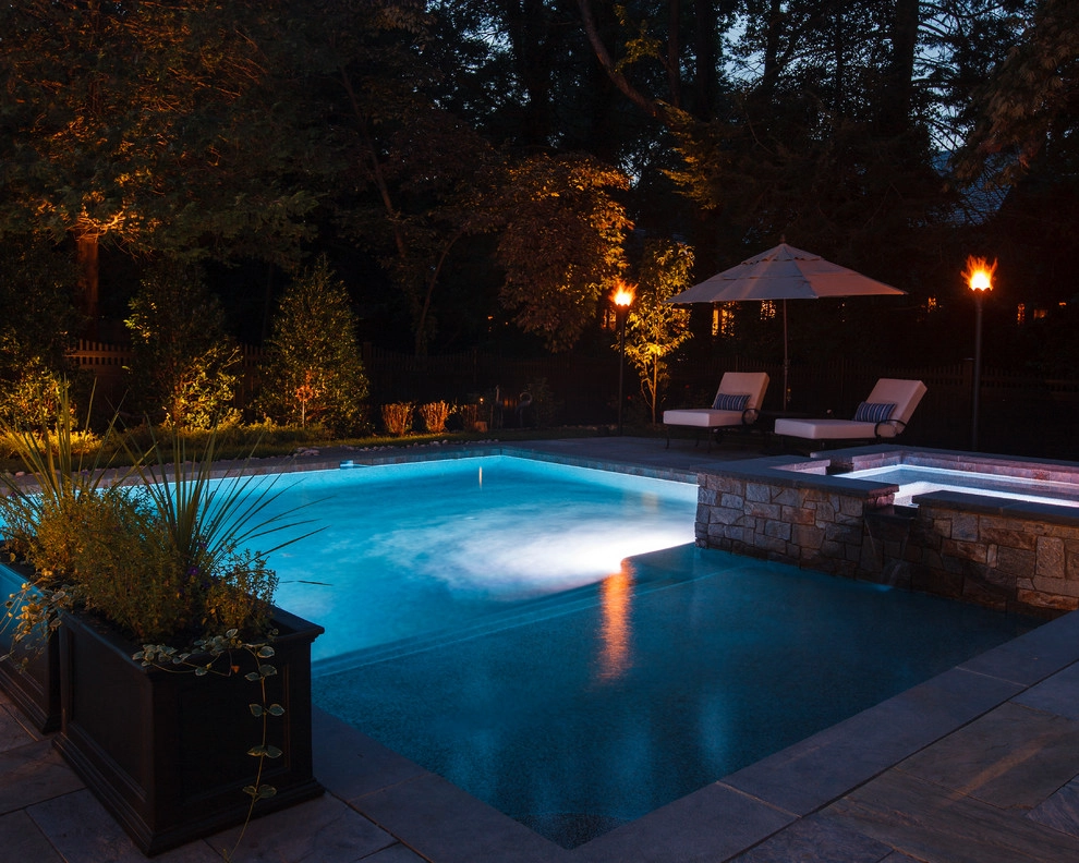 Resort Style Custom Pools with Modern Design by Beechwood Landscape Architecture And Construction - Photo 5