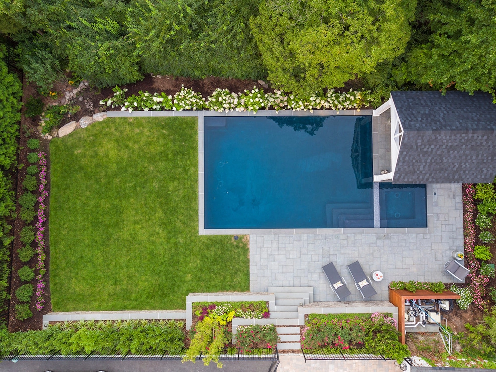 Clean line resort style back yard in Ridgewood NJ by Thomas Flint Landscape Design & Development - Photo 5