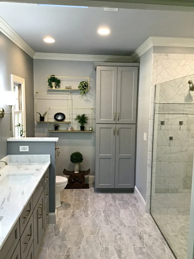Luxurious Marble Zero Entry Shower for Master Bathroom by The Bath Shop - Photo 6