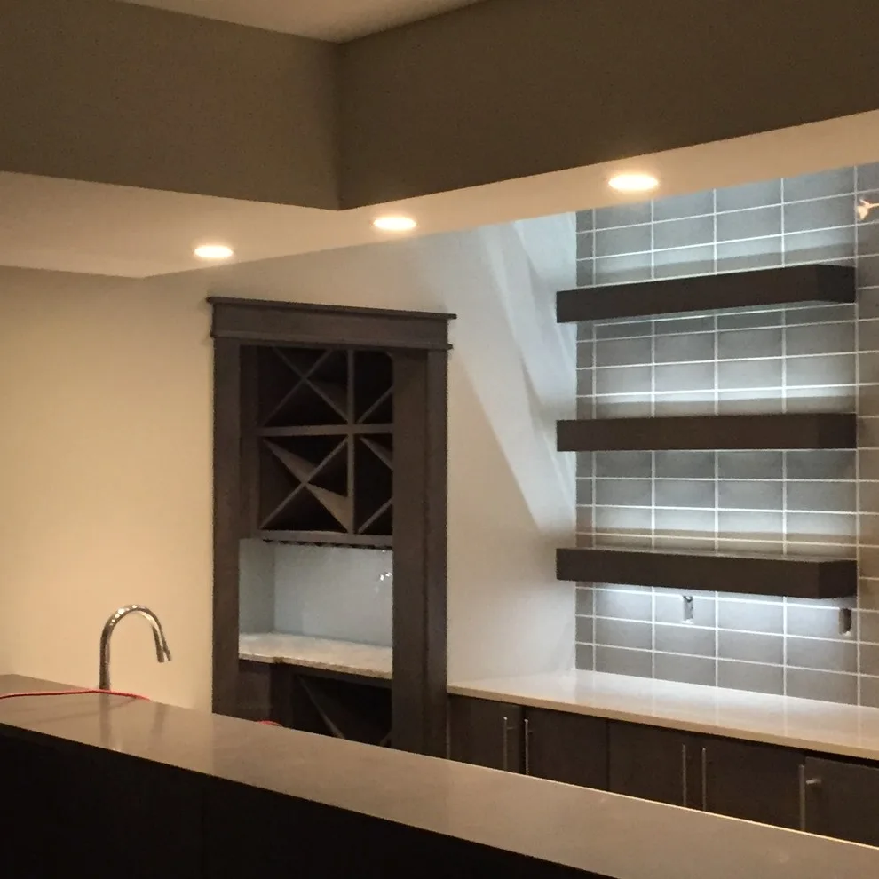 Contemporary and Elegant Home Bar with Seating by Shurfine Cabinets And Woodworking, LLC. - Photo 2