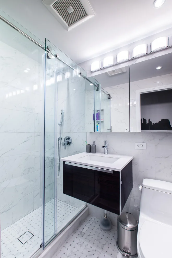 Contemporary White Main Bathroom by Eastside Design & Build Inc. - Photo 3