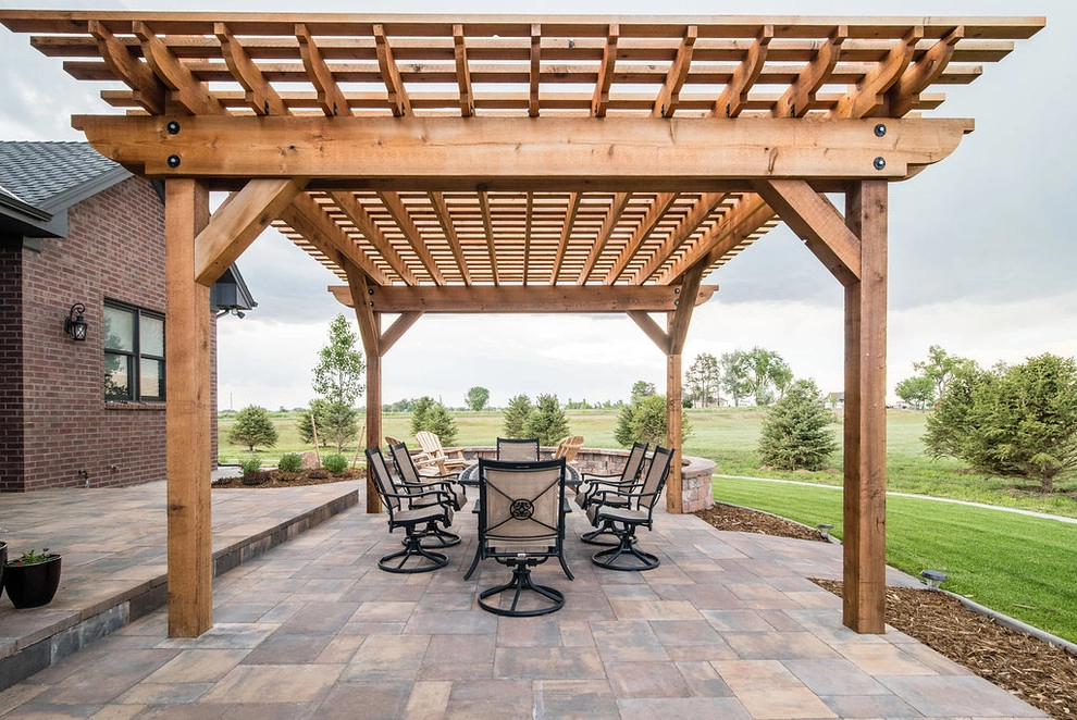 Stone Patio with Pergola and Fire Pit by All Terrain Landscaping - Photo 4