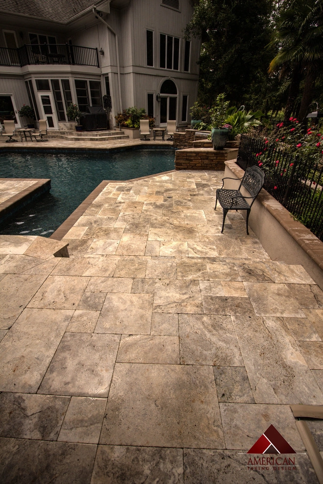 Travertine Pool Deck by American Paving Design - Photo 7