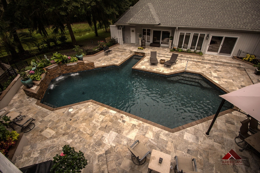 Travertine Pool Deck by American Paving Design - Photo 4