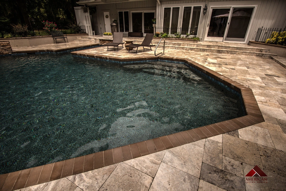 Travertine Pool Deck by American Paving Design - Photo 16