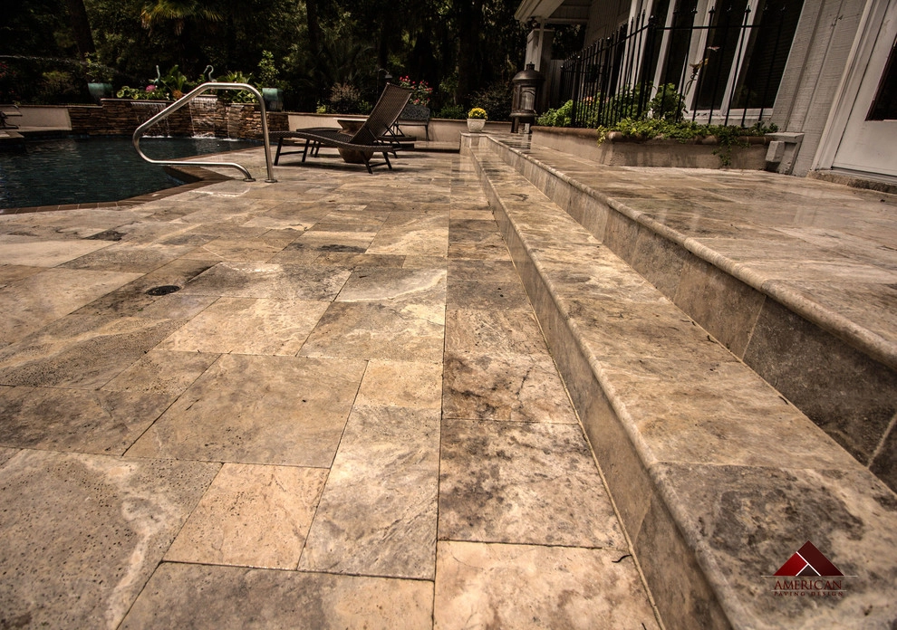 Travertine Pool Deck by American Paving Design - Photo 2