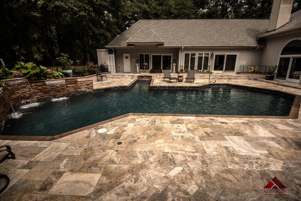 Travertine Pool Deck by American Paving Design - Photo 3