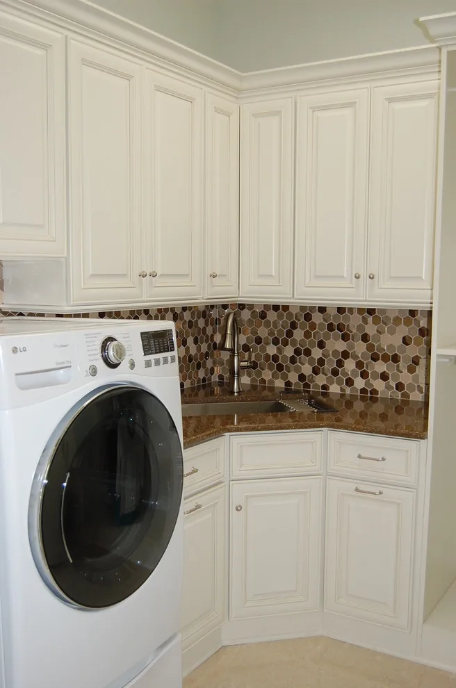 Tile Backsplash for Laundry Room Storage by Renovations, Inc. - Photo 2