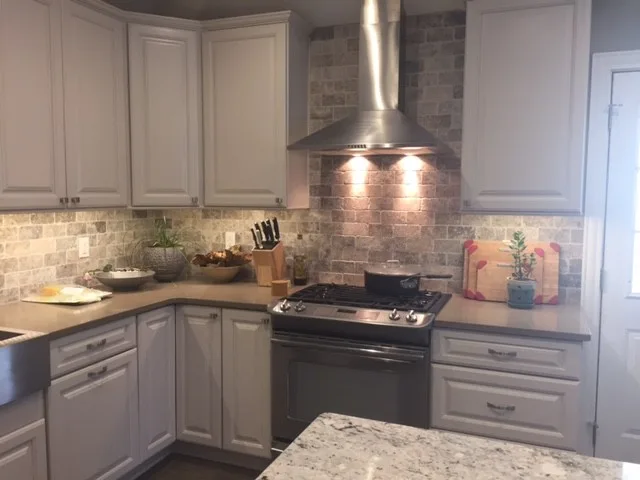 Ginger Quartz and White Ice Granite Countertop by North Lion Stone - Photo 12