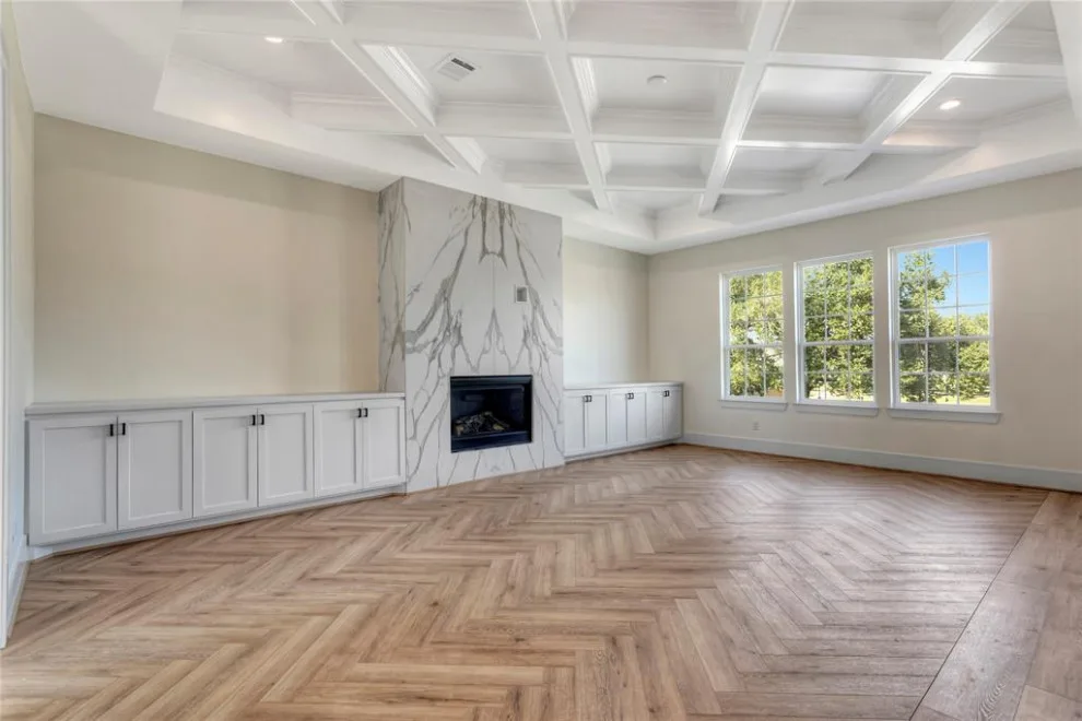 The Heights - Lounge Area - Fireplace, Flooring, Coffered Ceiling by Analog HTX - Photo 3