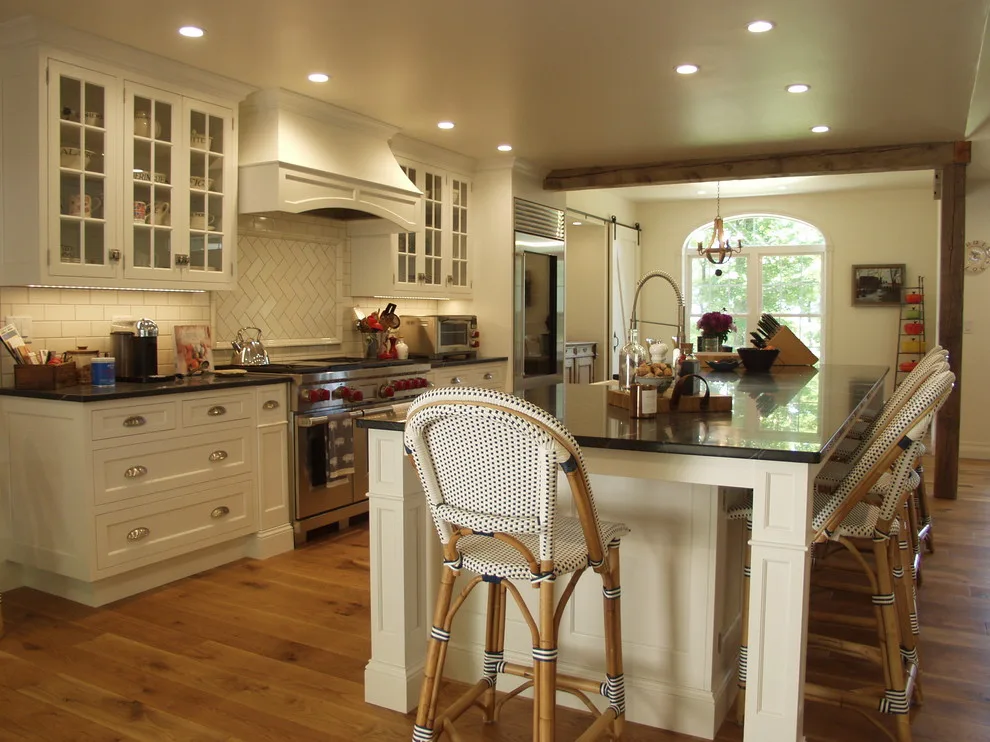 White Painted Kitchen with Wood Hood Insert by Featherstone Cabinetry & Design - Photo 5