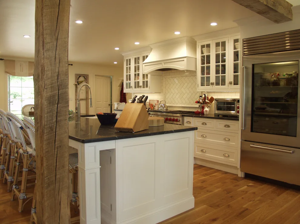 White Painted Kitchen with Wood Hood Insert by Featherstone Cabinetry & Design - Photo 2