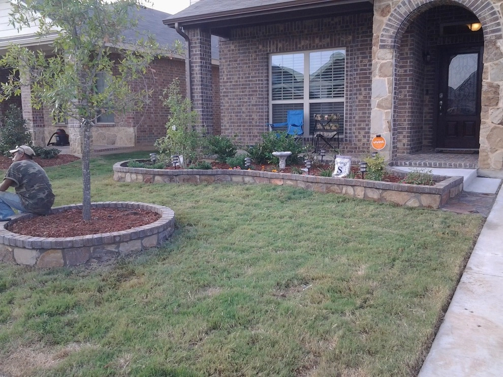 Stone Retaining Wall Flower Beds by Be Green Texas Lawn Care - Photo 3