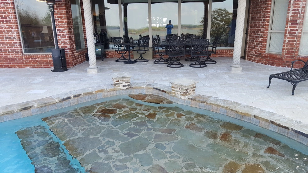 Travertine Pool Deck by Be Green Texas Lawn Care - Photo 8