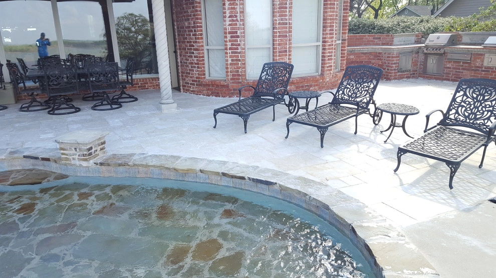 Travertine Pool Deck by Be Green Texas Lawn Care - Photo 12