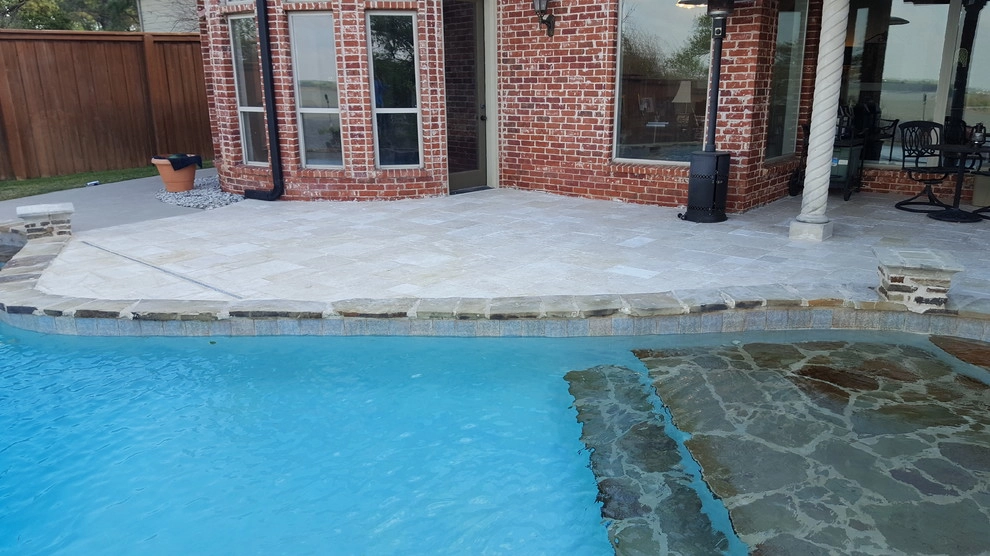 Travertine Pool Deck by Be Green Texas Lawn Care - Photo 2