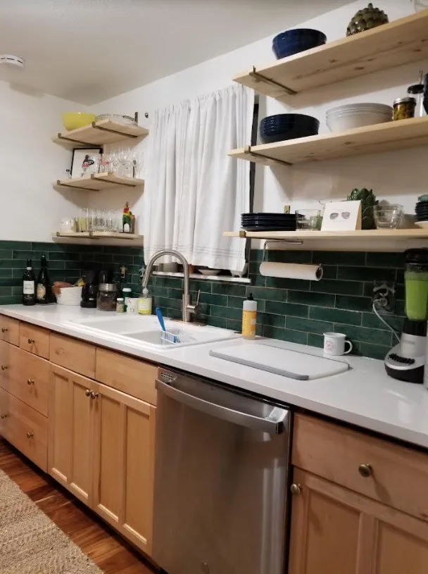 Burien Kitchen - updated countertops, tiled backsplash, and floating shelves by Hi Hat Installations - Photo 2