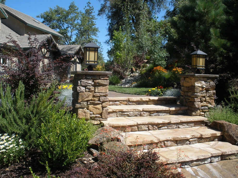 Meadow Vista Stone Columns and Flagstone Steps by Bluestar Landscape Designers - Photo 4