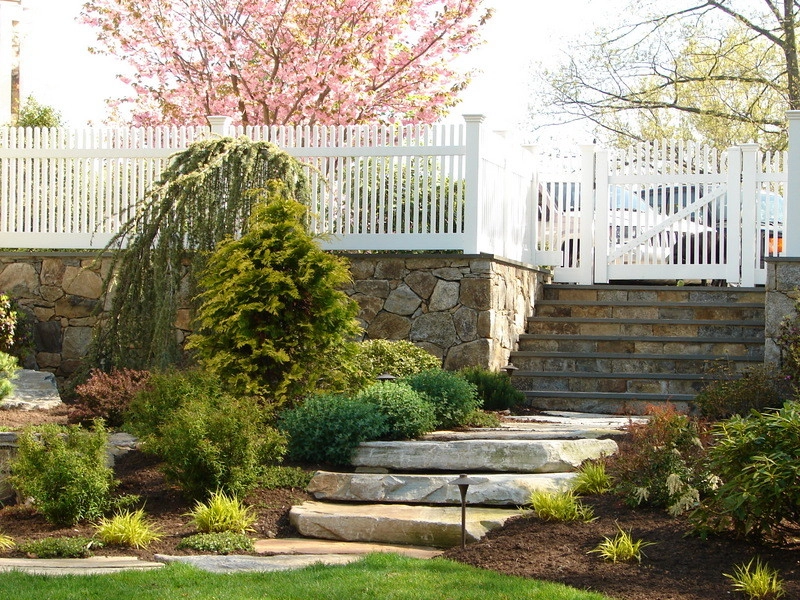 Spa Patio, Stepping Stones and Stone Bench by Bolton Landscape Design & Masonry Inc - Photo 4