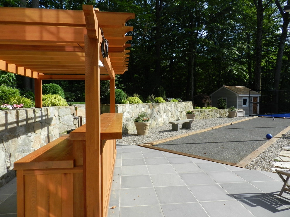 Cedar Bar and Arbor + Bocce Court by Bolton Landscape Design & Masonry Inc - Photo 8