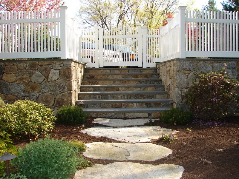 Spa Patio, Stepping Stones and Stone Bench by Bolton Landscape Design & Masonry Inc - Photo 5