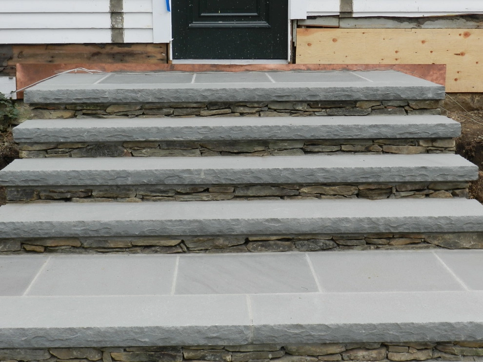 Stone Stairs and Raised Stone Wall Planter by Bolton Landscape Design & Masonry Inc - Photo 7