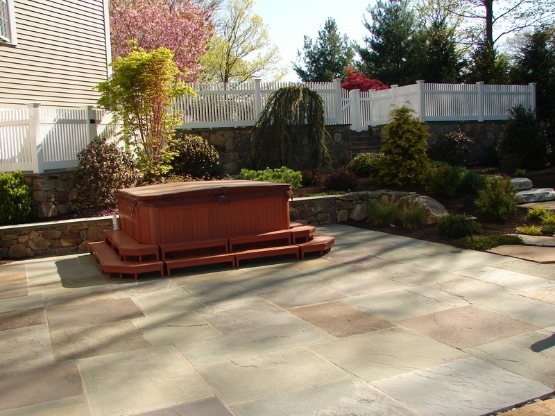 Spa Patio, Stepping Stones and Stone Bench by Bolton Landscape Design & Masonry Inc - Photo 2