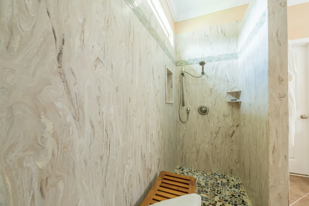 Bespoke Bathroom Renovation Featuring Corian® Walk-in Shower by First Choice Home Remodeling - Photo 2