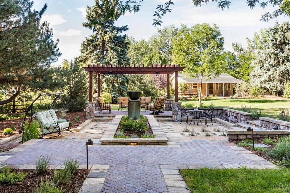 Mediterranean Sunken Patio in Littleton by C&H Landscaping - Photo 2