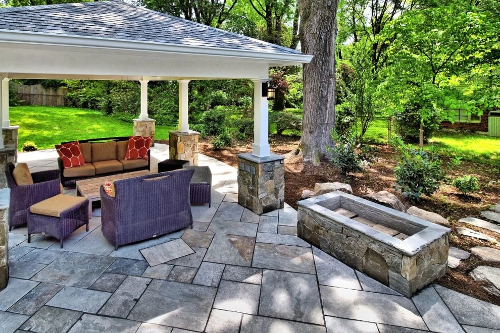 Backyard Pavillon with patio and fire pit by Classic Stonescaping & Gardens - Photo 3