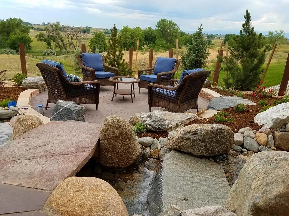 Johnstown New Construction Backyard with Pond and Patio by Colorado Vista Landscape Design, Inc. - Photo 2
