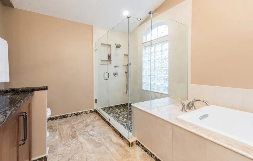 Coastal-Inspired Traditional Master Bathroom by J&J Carpet One Floor & Home - Photo 16
