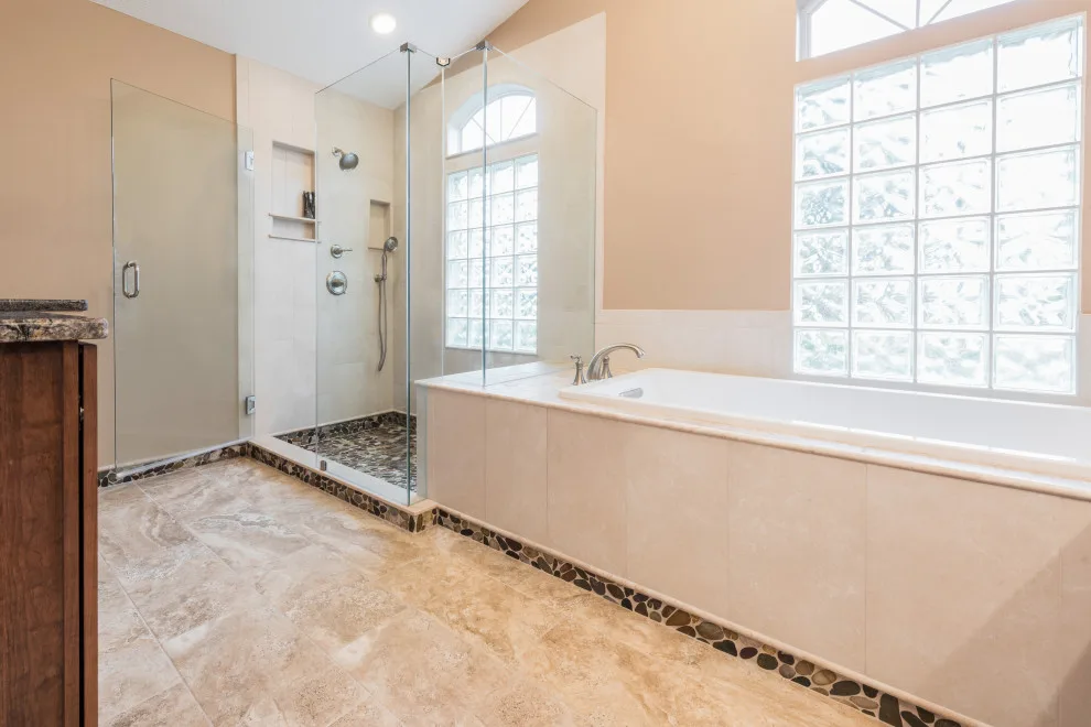 Coastal-Inspired Traditional Master Bathroom by J&J Carpet One Floor & Home - Photo 7
