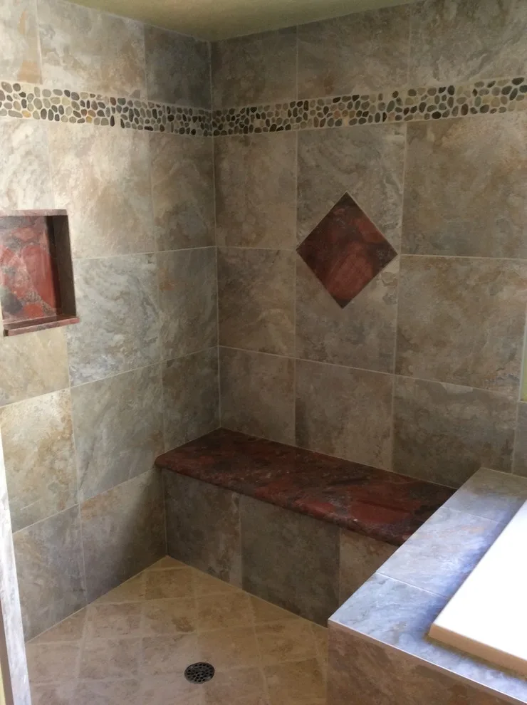 Crimson Stone Bathroom Renovation by Amos Tile LV - Photo 2