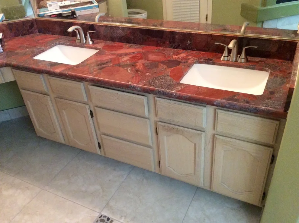 Crimson Stone Bathroom Renovation by Amos Tile LV - Photo 3