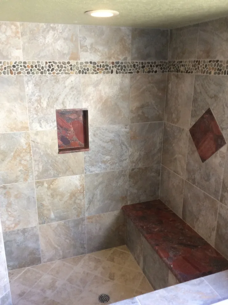 Crimson Stone Bathroom Renovation by Amos Tile LV - Photo 6
