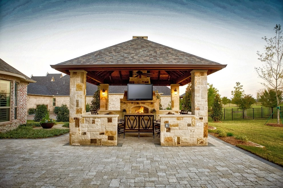 Prosper, TX Cabana & Fireplace by Dallas Outdoor Kitchens & Hardscape - Photo 3