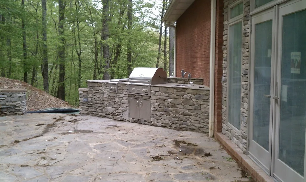 Outdoor Kitchen and Fireplace with Stacked Stone by L & J Contractors, LLC - Photo 6