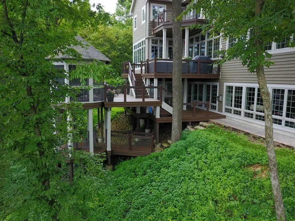 Tiered Trex Deck with Cable Railing by Galena Hillside Homes - Photo 6