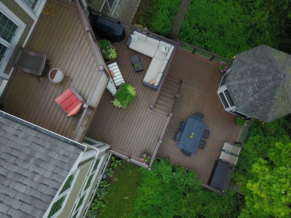 Tiered Trex Deck with Cable Railing by Galena Hillside Homes - Photo 17