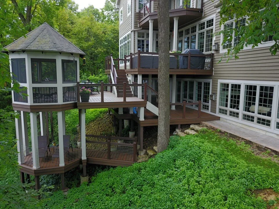 Tiered Trex Deck with Cable Railing by Galena Hillside Homes - Photo 9