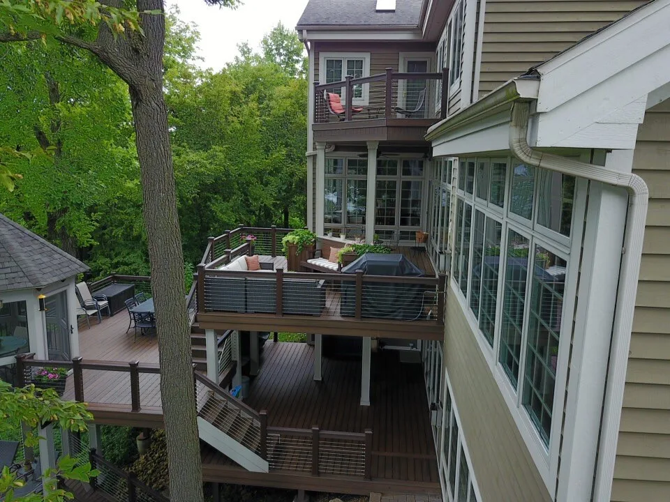 Tiered Trex Deck with Cable Railing by Galena Hillside Homes - Photo 8