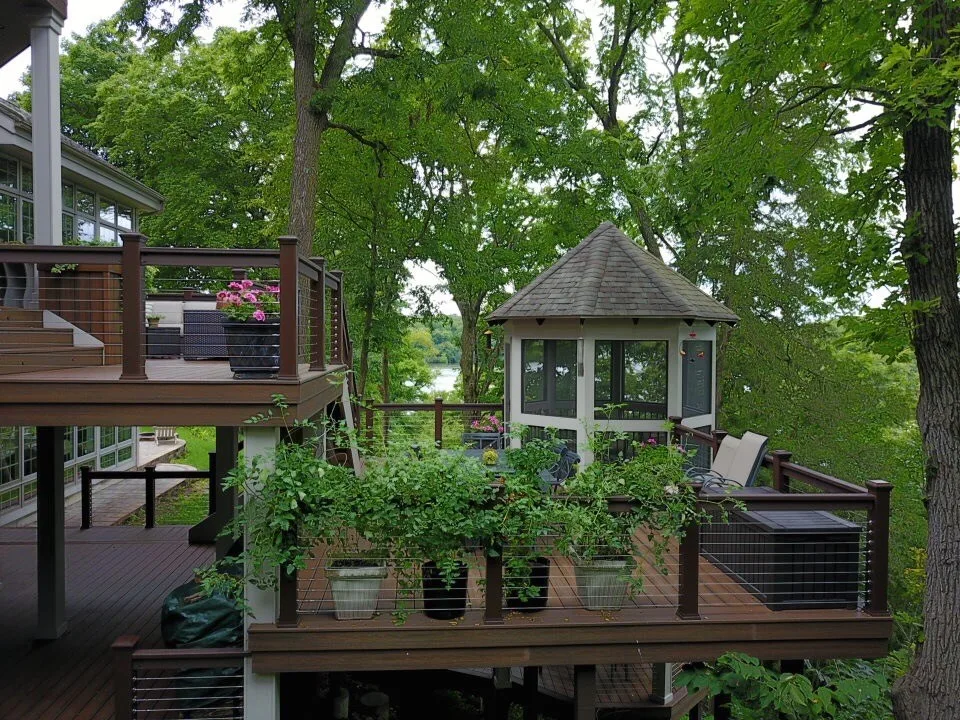 Tiered Trex Deck with Cable Railing by Galena Hillside Homes - Photo 10