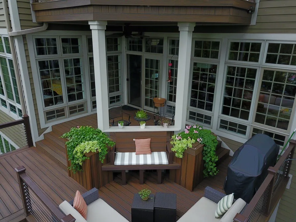Tiered Trex Deck with Cable Railing by Galena Hillside Homes - Photo 2