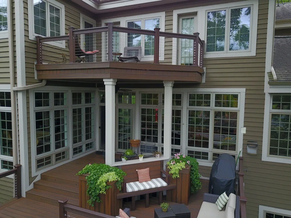 Tiered Trex Deck with Cable Railing by Galena Hillside Homes - Photo 15