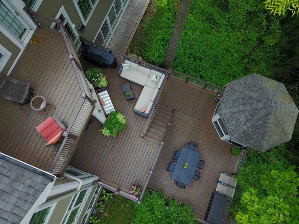 Tiered Trex Deck with Cable Railing by Galena Hillside Homes - Photo 4