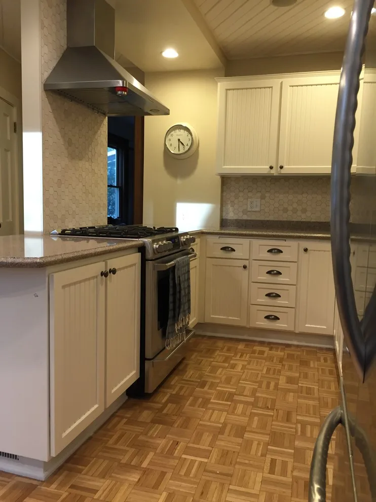 Linen Beadboard Cabinet Refacing in Craftsman Style by Kitchen Solvers Of Madison - Photo 2