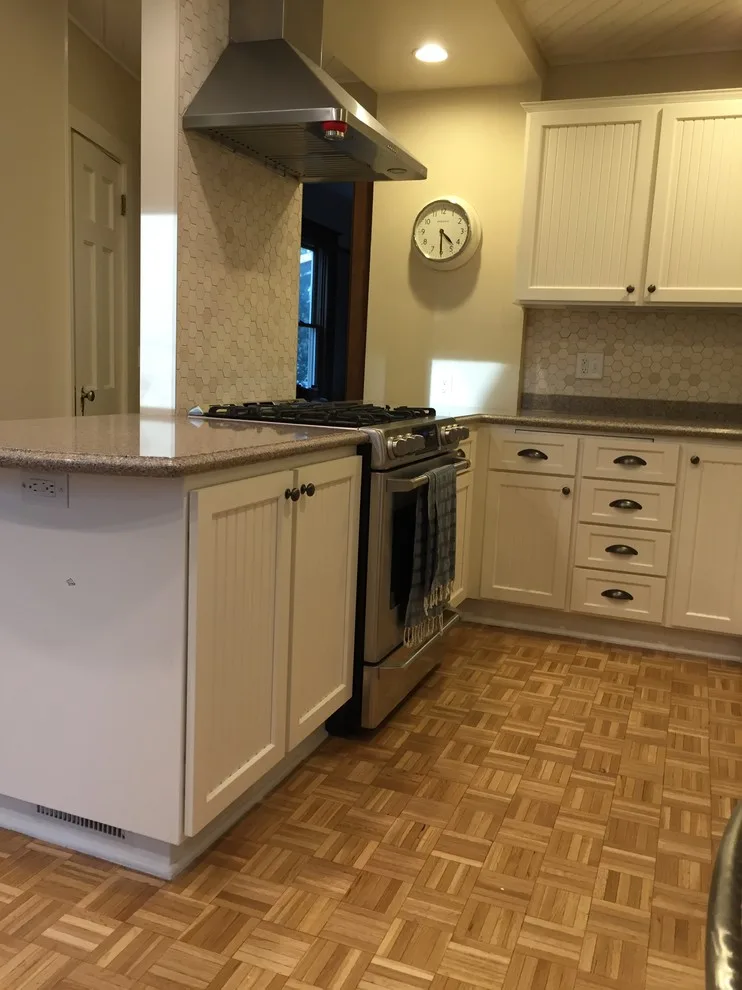 Linen Beadboard Cabinet Refacing in Craftsman Style by Kitchen Solvers Of Madison - Photo 3